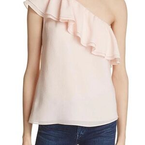 Rebecca Taylor NWT One-Shoulder silk Ruffle Pink Top